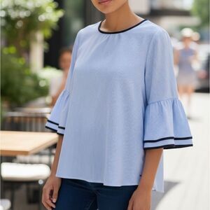 Tommy Hilfiger Blue Flare Sleeve Blouse